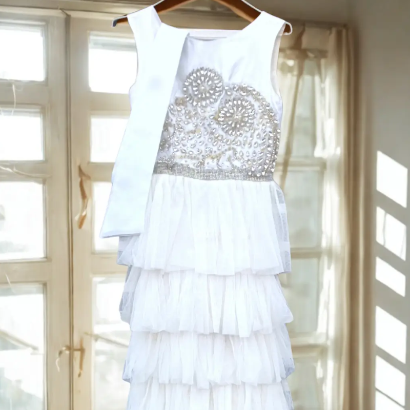White Tiered Tulle Party Dress