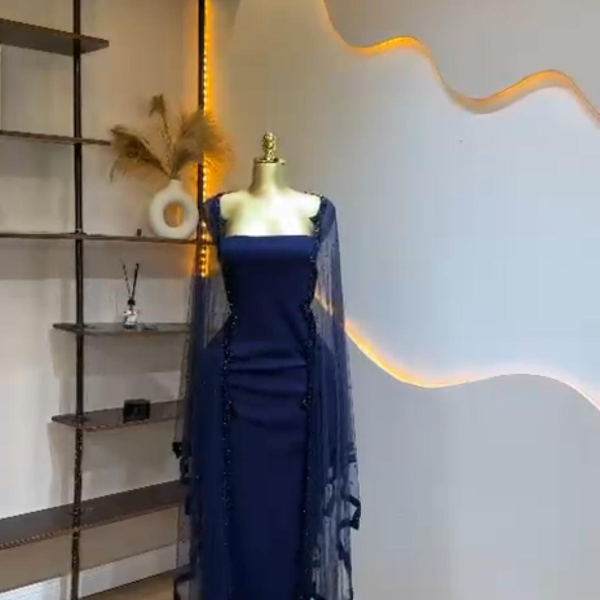 elegant royal blue stone dress
