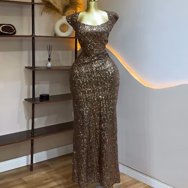 Bronze color super elegant, Timeless luxury dress- Chic dress and Solid. A must have for your wardrobe.