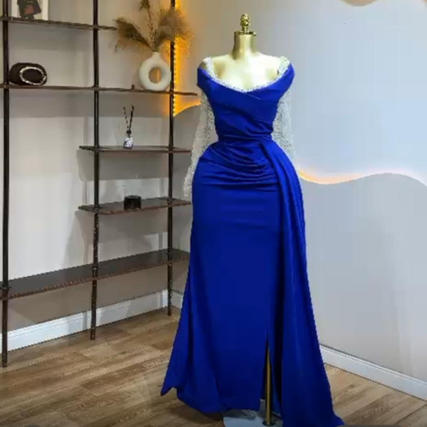 Royal Blue Elegant, Timeless luxury dress- Chic dress and Solid. A must have for your wardrobe.