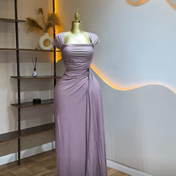 Elegant sleek Cream color, Timeless luxury dress- Chic dress and Solid. A must have for your wardrobe.