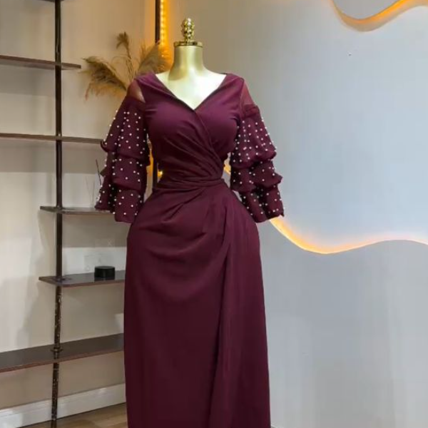 Elegant Glittering transparent, Timeless luxury dress- Chic dress and Solid. A must have for your wardrobe.