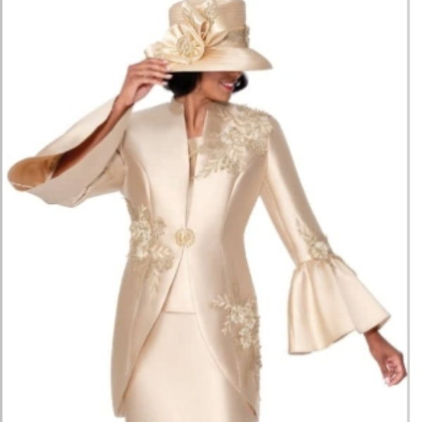 Gold Embellished 2pc Dress Jacket