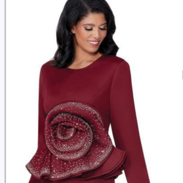 Wine Dress with Big Floral Dress