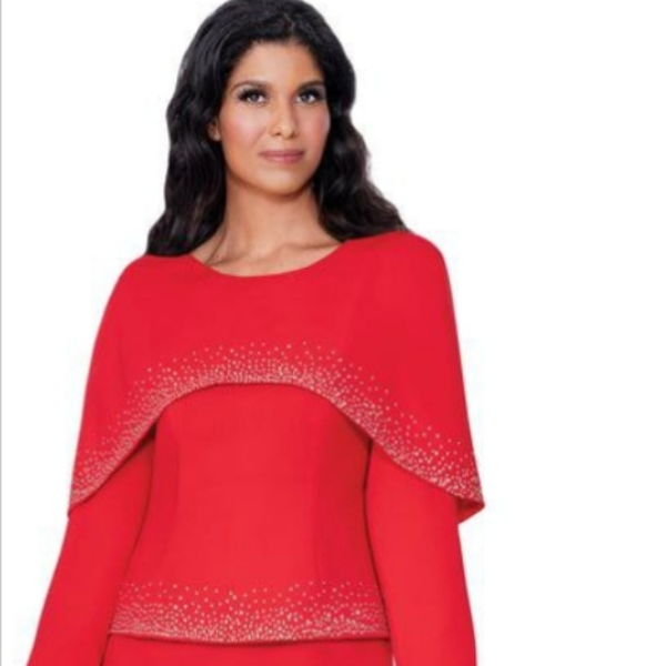 scuba red studded hem on arm