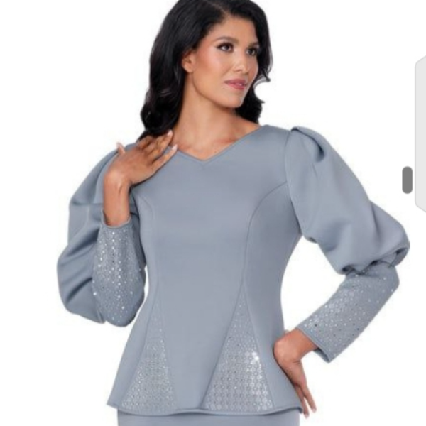 Silver 2pcs Grey Jacket and Skirt