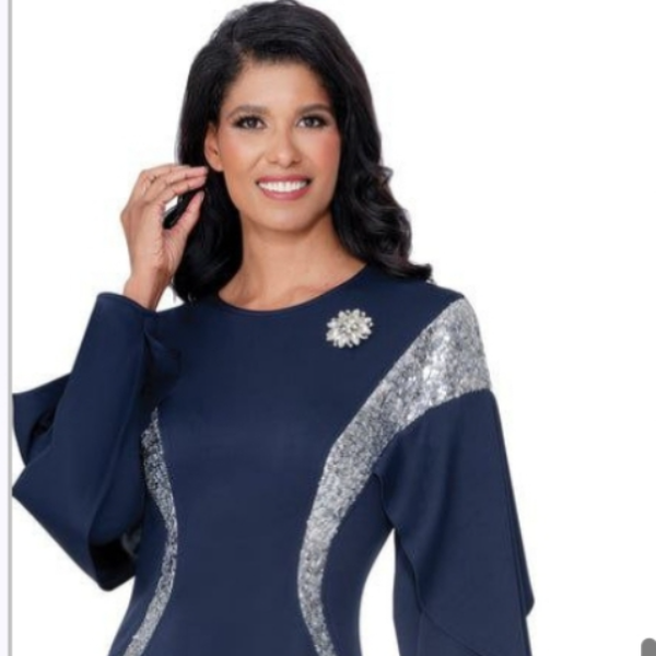 Blue Dress Embellished arms