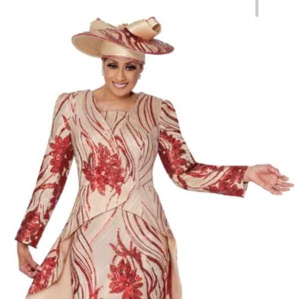 2 piece sequins gold and red dress