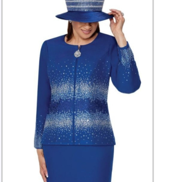 Blue with Faded studdes 2pc jacket and skrit