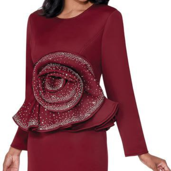 Stellar Looks Wine Dress with Big Floral Dress