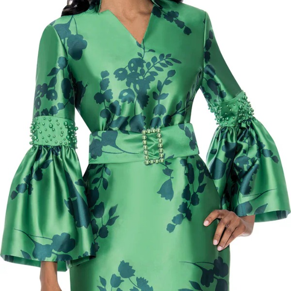 Dresses By Nubian Emerald Floral Dress With Pearls