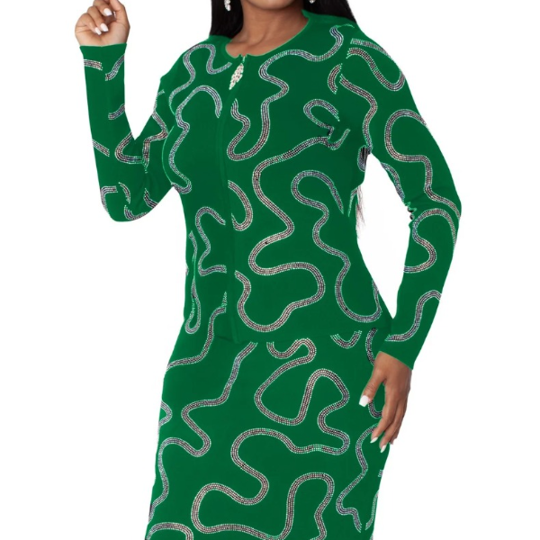 Green spiral pattern Body Con Dress