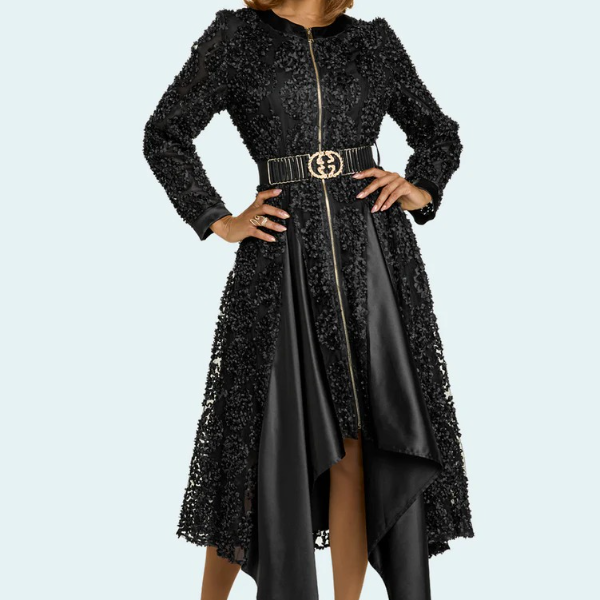 Black Donna Vinci Dress with Flare