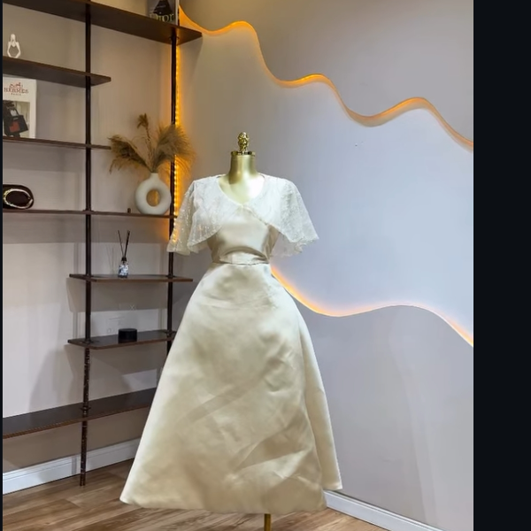 Elegant Champagne gold, Timeless luxury dress- Chic dress and Solid. A must have for your wardrobe.