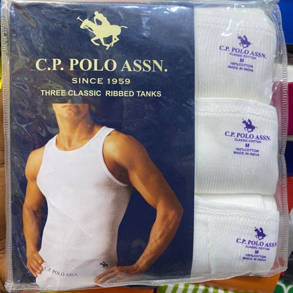 C.P Polo Assn Men's WHITE Singlets - 3 in 1