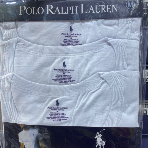 Plain white Polo Ralph Lauren Quality 3 in 1 Men's Round Neck Vest