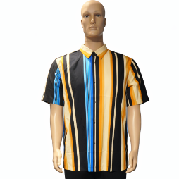 Vertical Stripe Shirt (Black, Blue & Orange)