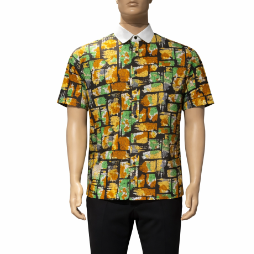 Multicolor Abstract Shirt with White Collar