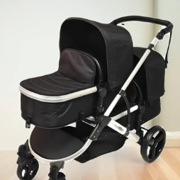 Reclining 2-in-1 Twin Baby Stroller, Black, Nylon, for Baby