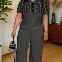 Women 2 piece Trouser and short sleeve shirt