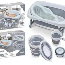Youngsters's Folding Bath Tub + Shower Stand + Water Bucket + Spoon Set - Youngsters's Bathing Mat Youngsters Bath Breathable Lying Support Youngsters's Bath Basin Foldable Youngsters Sitting and Lying Youngsters Home
