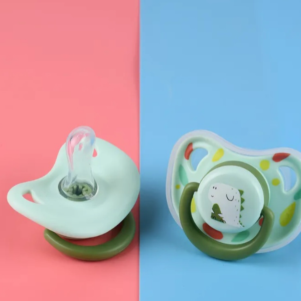 A Set of Two Silicone Pacifiers And a Pacifier Chain, Made from -Grade Silicone