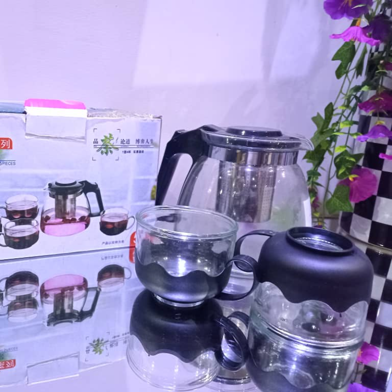 Glass Teapot and Cup Set