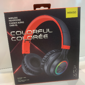 Fashion wireless headphones with colorful light (red)
