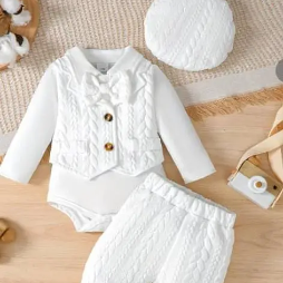 Baby 3 in 1 overall with cap and bowtie