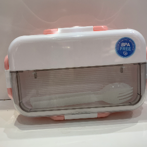 Double layer lunchbox with 4 buckles (pink)