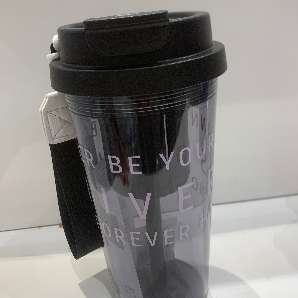 Solid color series dual drink strap plastic bottle (black)