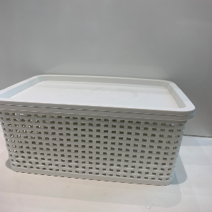 Plaid storage basket with cover