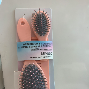 Classic comfortable series cushion massager hair brush &comb set ( matte pink)