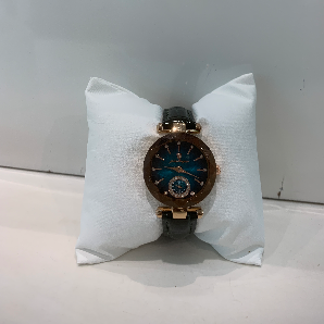 Black leather female wristwatch