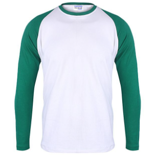 Long sleeve Round neck tshirt Green/White