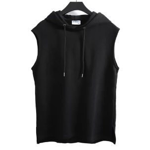 Plain Sleeveless Hooded T Shirt