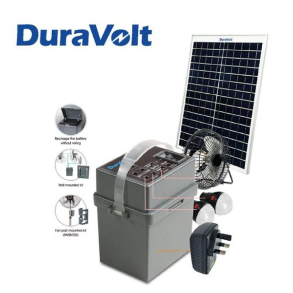 Duravolt 5 in 1 Solar Rechargeable Pack For Fans 12V4.5Ah Battery SRP-1245 5in1