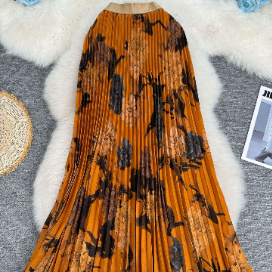 Fashion Pleated floral skirt