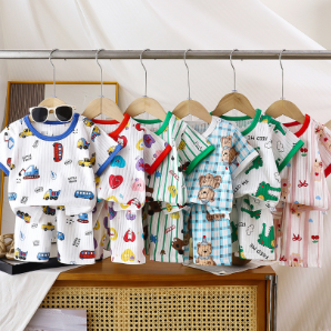 Cartoon print 2 piece short sleeves summer cloth for kids
